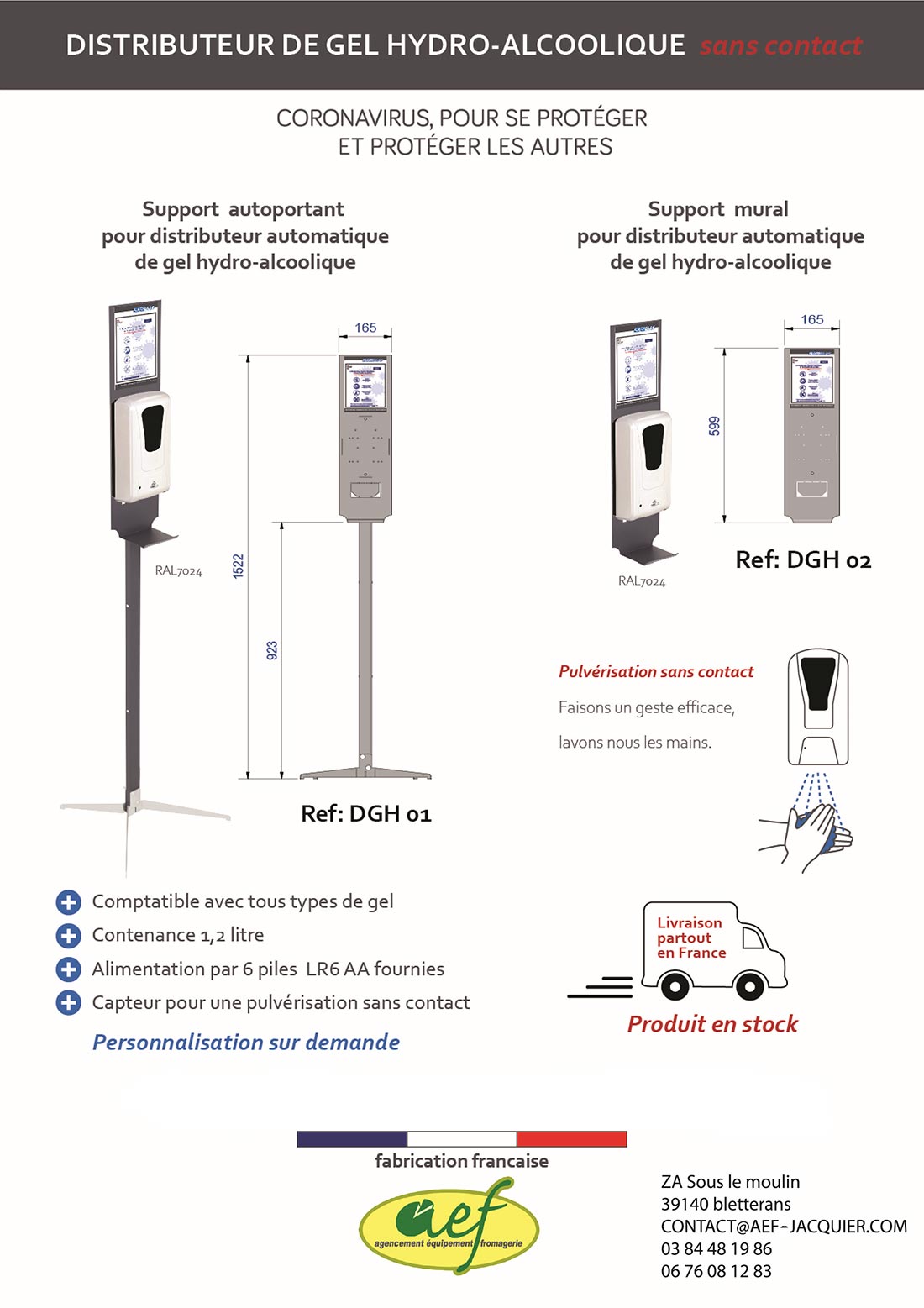 distributeur gel aef